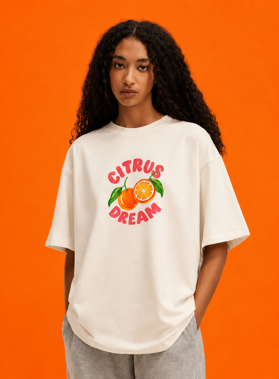 Citrus-Terry Oversized Tee