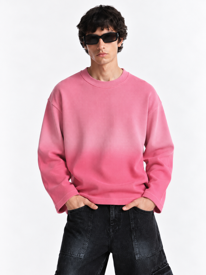 PINK OMBRE- WAFFLE TEE