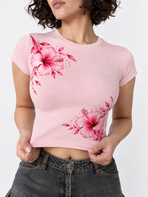 BLUSH BLOOM- BABY TEE - 4