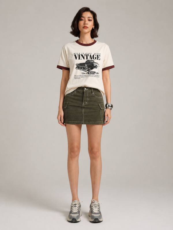 VINTAGE-Ringer T-Shirt