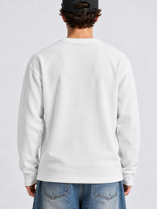 HENLEY-WHITE WAFFLE TEE - 5
