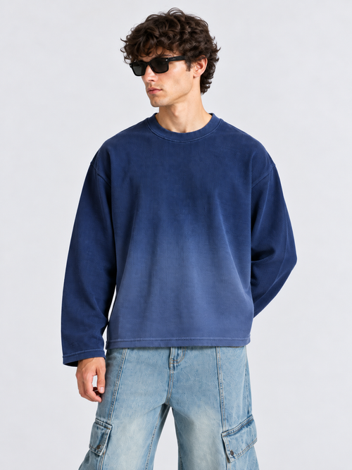 BLUE OMBRE - WAFFLE TEE - 1