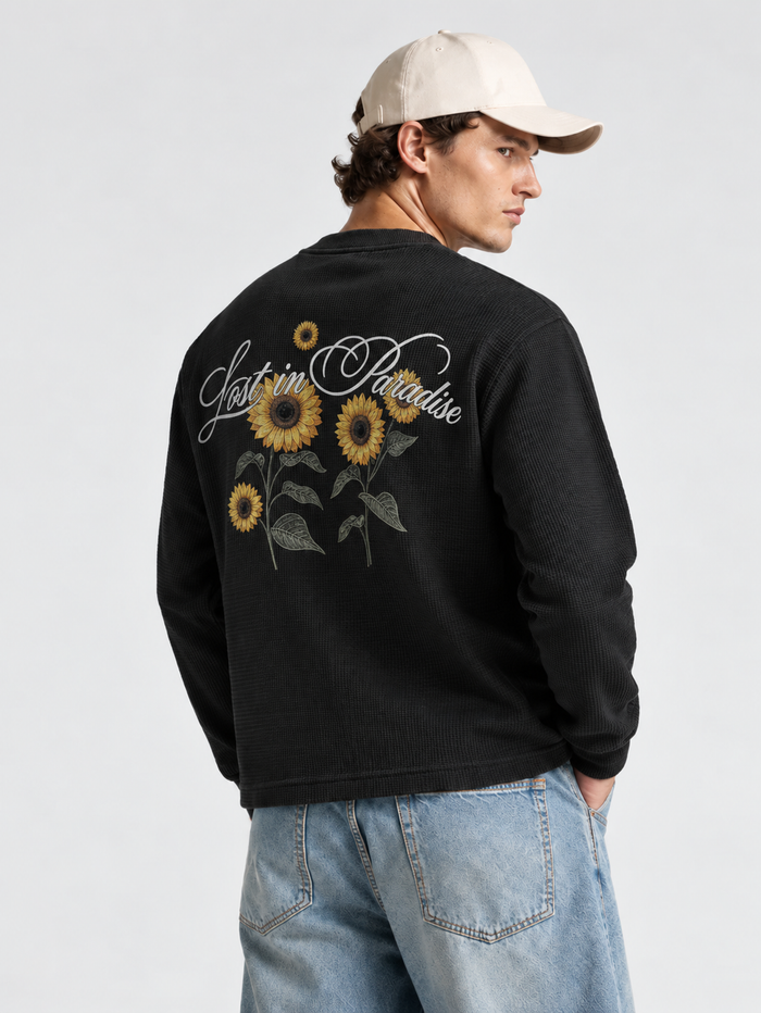 BLOOMING-FULL SLEEVE WAFFLE TEE