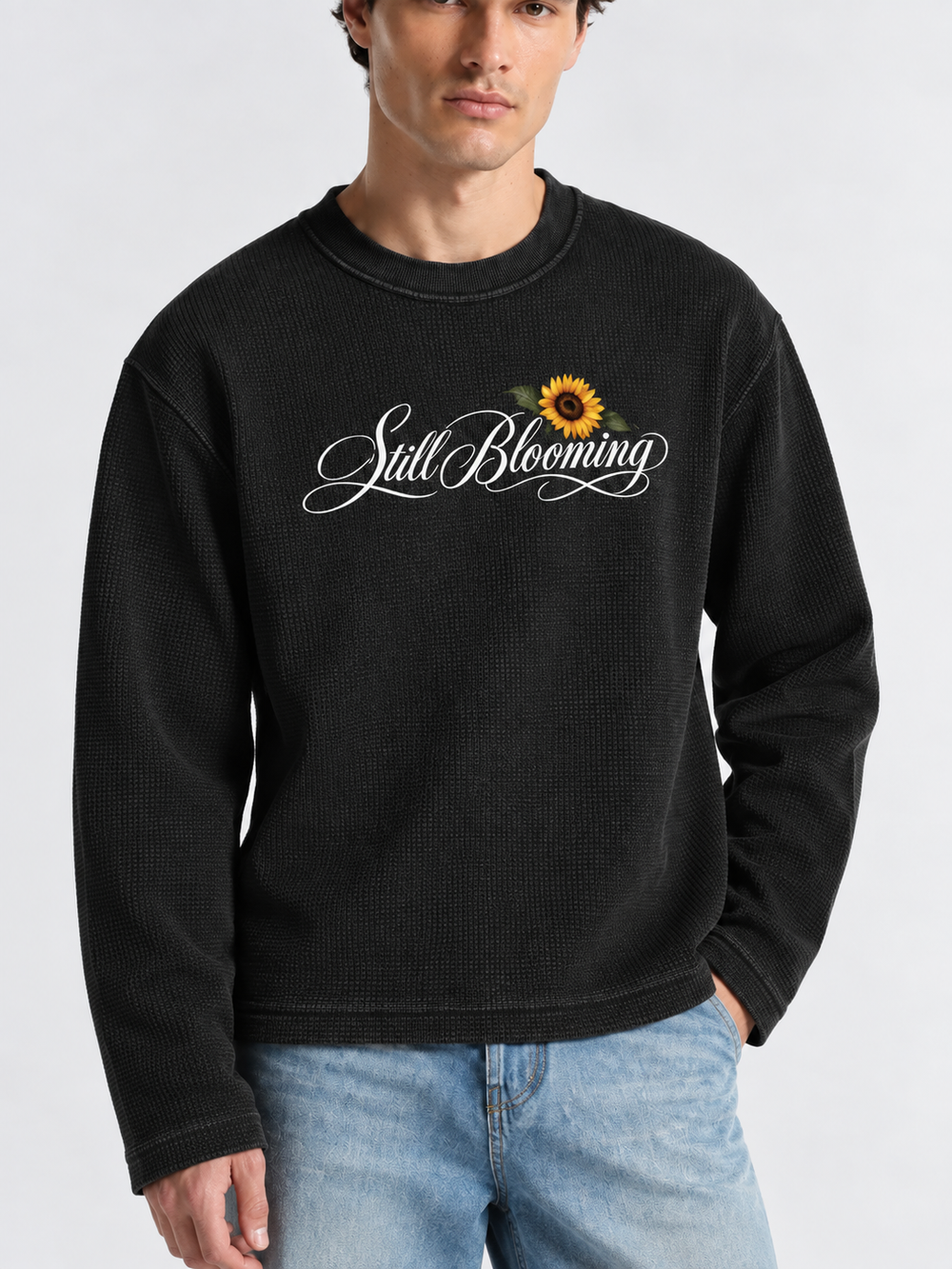 BLOOMING-FULL SLEEVE WAFFLE TEE